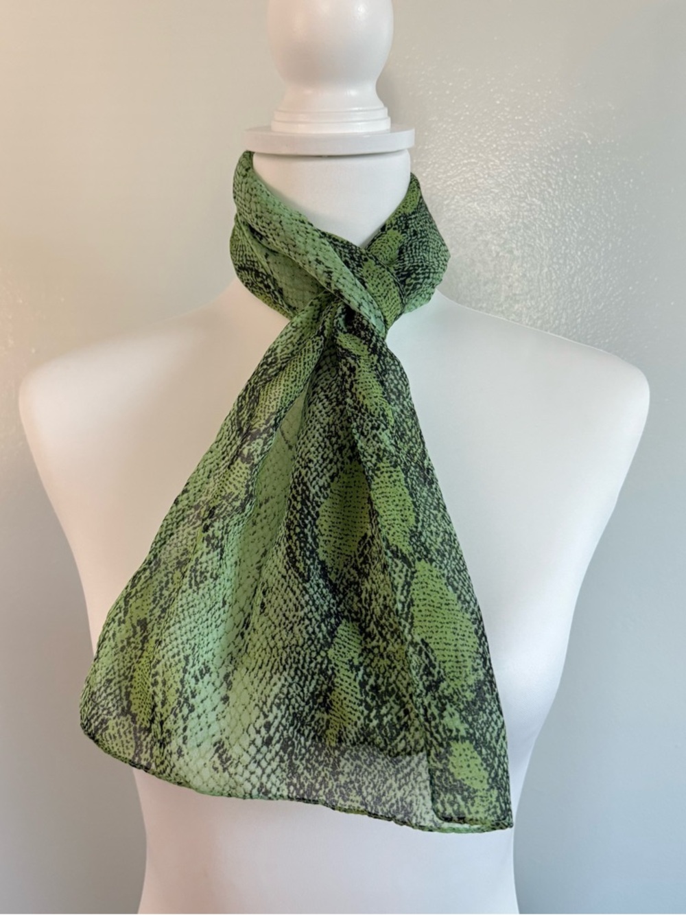 Green Snake-Print Scarf
